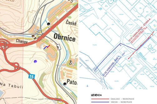 Obrnice, Mírová, rekonstrukce vodovodu a kanalizace