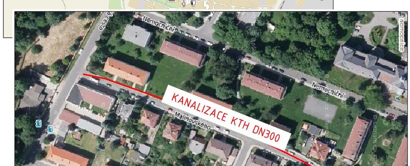 Duchcov, Malinovského, rekonstrukce kanalizace