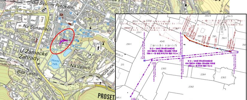 Teplice, Zámecké náměstí, Ulice U zámku, rekonstrukce kanalizace