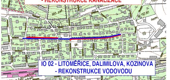 Litoměřice, Dalimilova, Kozinova, rekonstrukce vodovodu a kanalizace