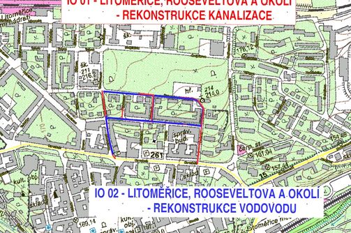 Litoměřice, Rooseveltova ul. a okolí - rekonstrukce kanalizace a vodovodu