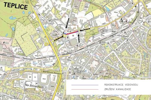 Teplice, Nákladní - rekonstrukce vodovodu, zrušení kanalizace