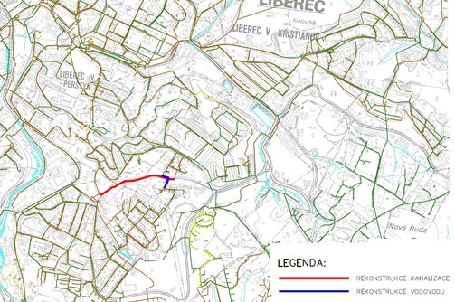 Liberec, Pod Sadem Míru - odstranění výustí, stavba kanalizace