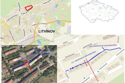 Litvínov, Ke Střelnici, Gorkého - rekonstrukce kanalizace a vodovodu