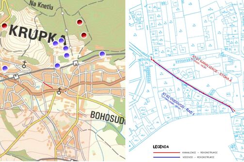 Krupka, K Plovárně, rekonstrukce vodovodu a kanalizace