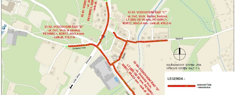 Jirkov, Červený Hrádek - rekonstrukce vodovodních řadů