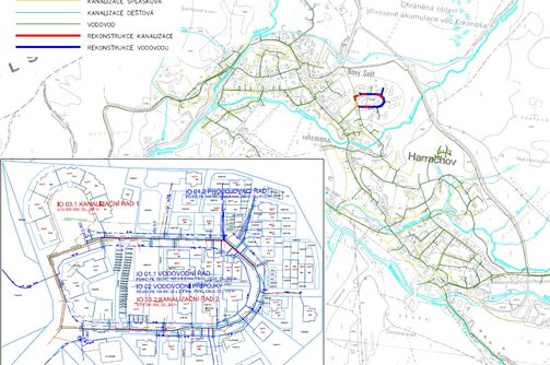 Harrachov, V Borovicích - rekonstrukce vodovodu a kanalizace