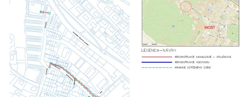 Most, S. K. Neumanna, Slovanská a Pod Resslem - rekonstrukce vodovodu a kanalizace