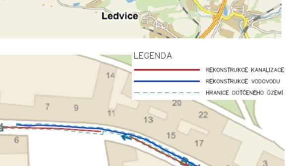 Duchcov, Bednářská - rekonstrukce vodovodu a kanalizace