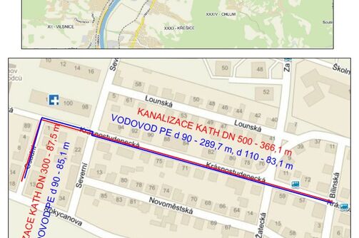 Děčín, Osadní, Krásnostudenecká - rekonstrukce vodovodu a kanalizace