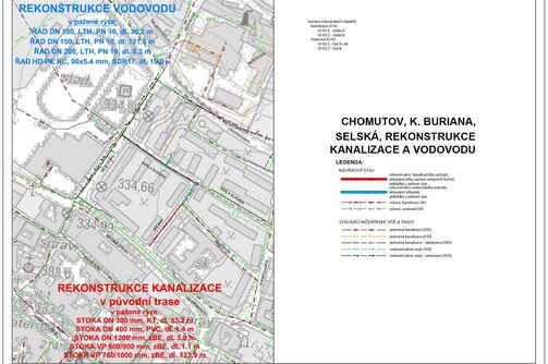 Chomutov, Karla Buriana, Selská - rekonstrukce vodovodu a kanalizace