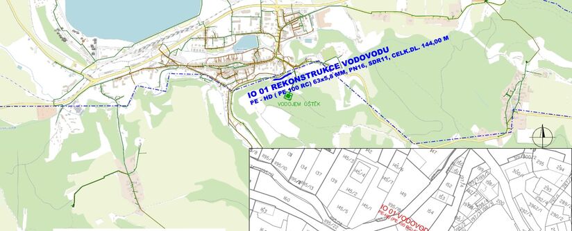 Úštěk, Hřbitovní, mezi č. p. 122 a 148 - rekonstrukce vodovodu