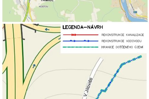 Trmice, V Jílovišti - rekonstrukce vodovodu a kanalizace