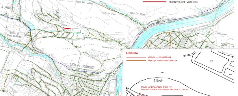Děčín, Erbenova - rekonstrukce vodovodu