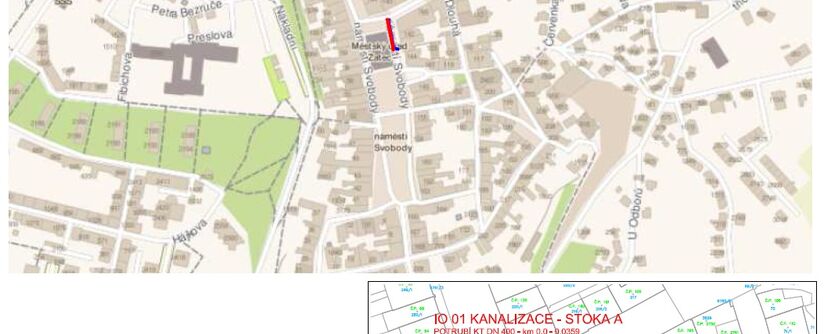 Žatec, nám. Svobody - rekonstrukce vodovodu a kanalizace