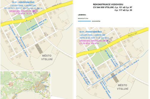 Výsluní, č. p. 121 - 97 a 117 - 30, rekonstrukce vodovodu