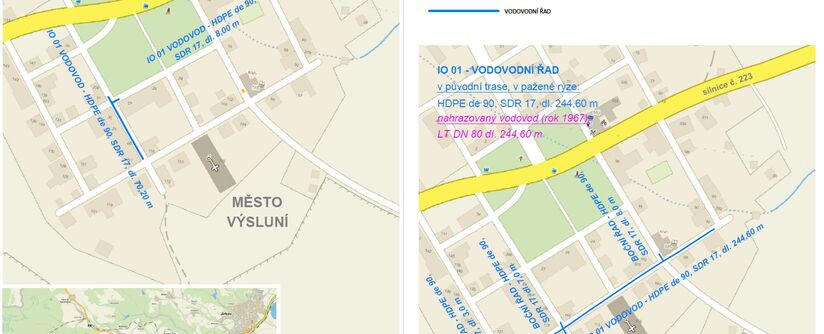 Výsluní, č. p. 121 - 97 a 117 - 30, rekonstrukce vodovodu