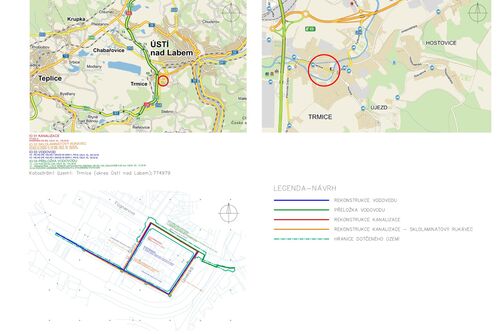 Trmice, Fügnerova, Lovecká, U Školy - rekonstrukce vodovodu a kanalizace