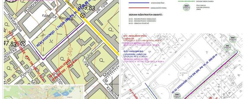 Chomutov, Náměstí Dr. Beneše – rekonstrukce kanalizace a vodovodu