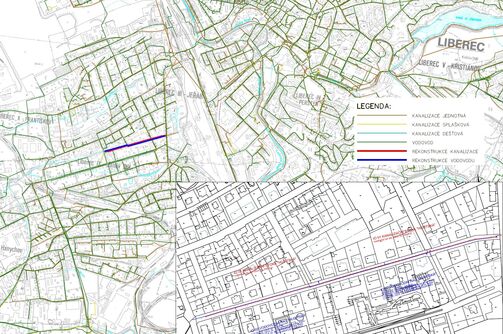 Liberec, Husitská - rekonstrukce kanalizace a vodovodu