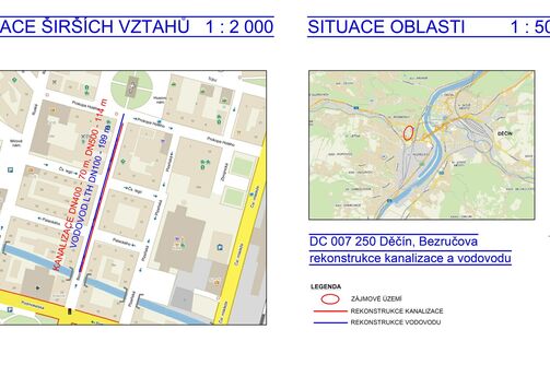 Děčín, Bezručova – rekonstrukce vodovodu a kanalizace