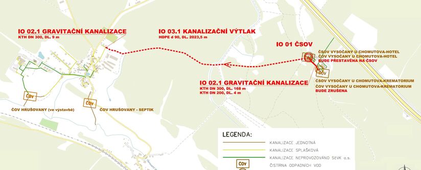 Hrušovany, Vysočany – převedení OV na ČOV Hrušovany