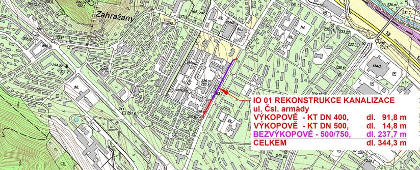 Most, Čsl. armády, u kasáren - rekonstrukce kanalizace
