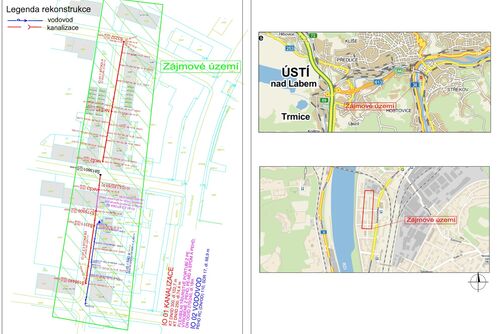 Ústí n. L., Těšínská, Pionýrů - rekonstrukce kanalizace a vodovodu