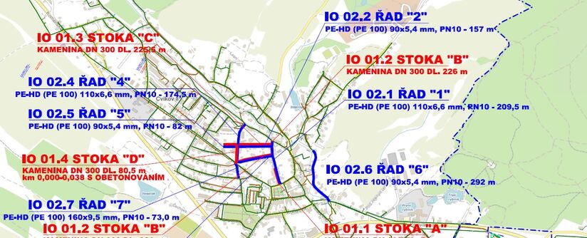 Cvikov, Alšova, Jiráskova, Nerudova, Nábřežní, Školní, B. Němcové – rekonstrukce vodovodu a kanalizace