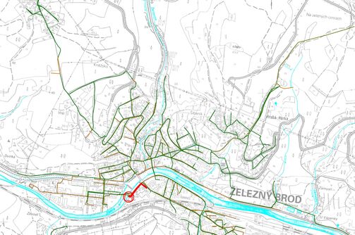 Železný Brod, Jiráskovo nábřeží – odstranění výusti JB40 a rekonstrukce kanalizace