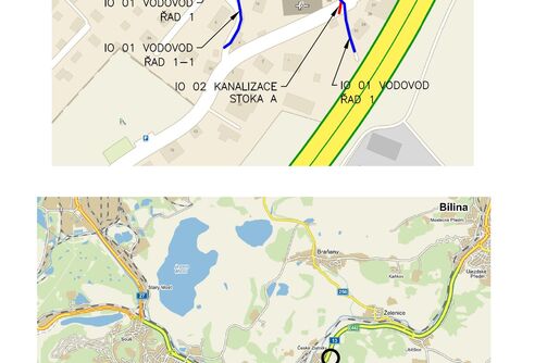 Obrnice, České Zlatníky, u kostela - rekonstrukce vodovodu a kanalizace