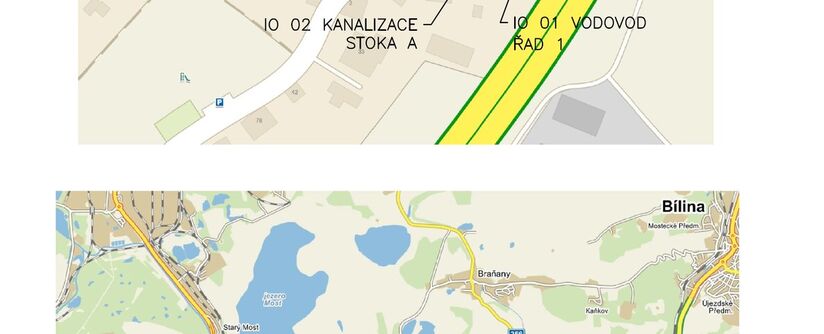 Obrnice, České Zlatníky, u kostela - rekonstrukce vodovodu a kanalizace