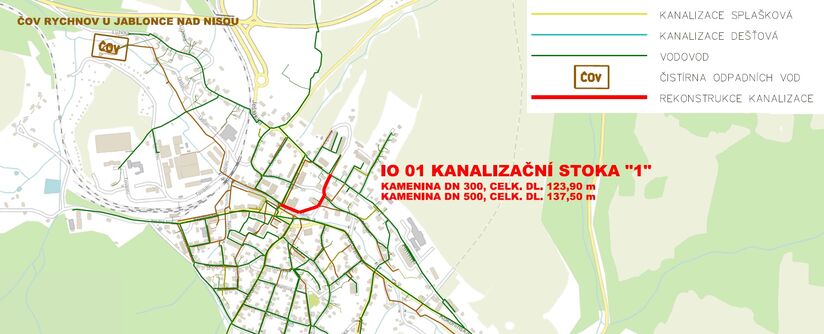 Rychnov u Jablonce n. N., Horská, náměstí Míru - rekonstrukce kanalizace