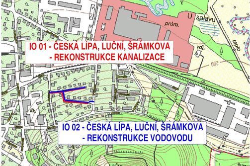 Česká Lípa, Luční, Šrámkova - rekonstrukce kanalizace a vodovodu