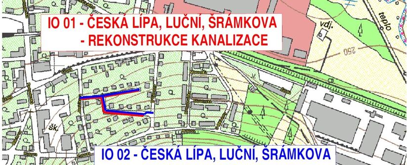 Česká Lípa, Luční, Šrámkova - rekonstrukce kanalizace a vodovodu