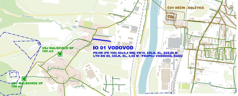 Malšovice, č.p. 39 – č.p. 40 – rekonstrukce vodovodu