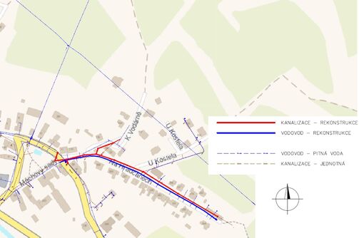 Bystřany, Na Hradčanech - rekonstrukce kanalizace a vodovodu