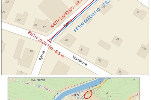 Děčín, Tylova – rekonstrukce vodovodu a kanalizace