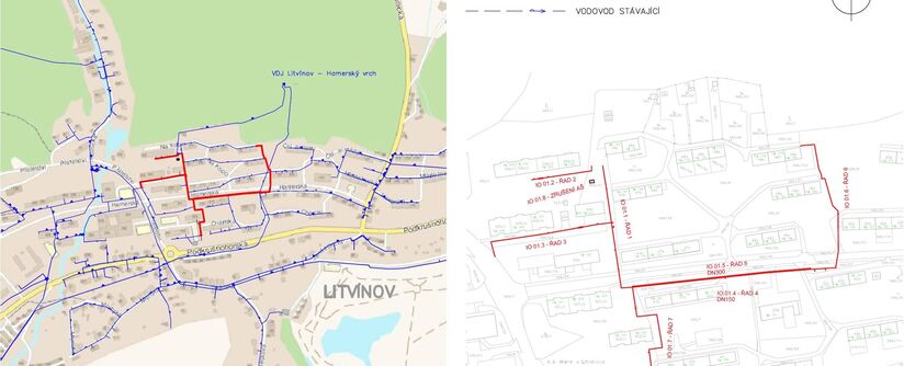 Litvínov, Hamr, Na Kopci, Hamerská – rekonstrukce vodovodu