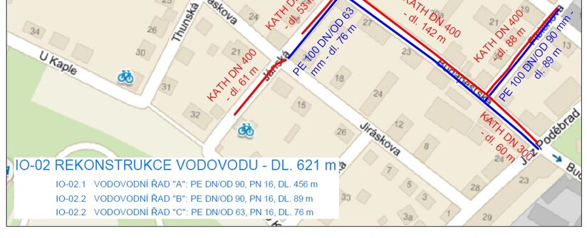 Děčín, Budapešťská, Fibichova, Jánská – rekonstrukce kanalizace a vodovodu