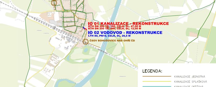 Bohušovice n. O., Pod Pivovarem, rekonstrukce vodovodu a kanalizace