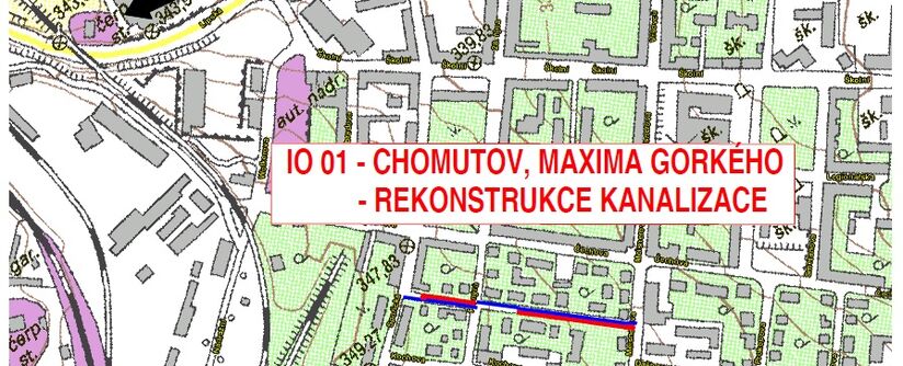 Chomutov, Maxima Gorkého - rekonstrukce kanalizace a vodovodu