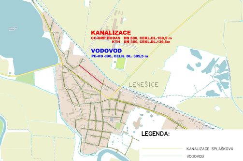 Lenešice, B. Němcové – rekonstrukce kanalizace a vodovodu