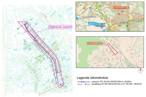 Ústí n. L., Alešova - rekonstrukce kanalizace a vodovodu
