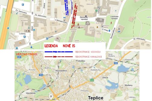 Teplice, Dlouhá, u fin.úřadu - rekonstrukce vodovodu a kanalizace