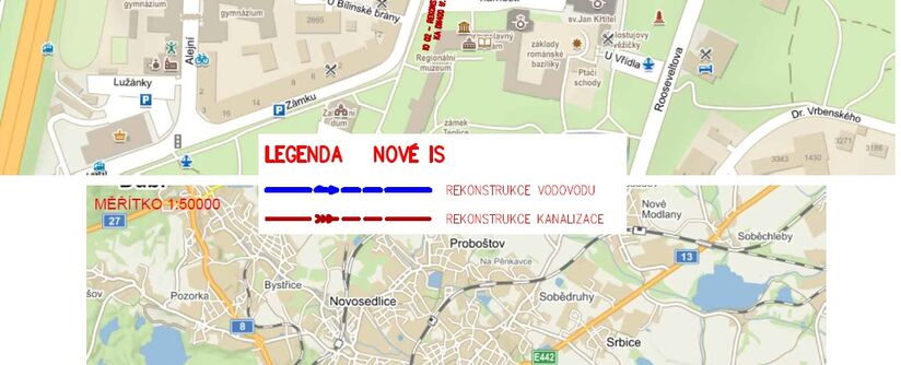 Teplice, Dlouhá, u fin.úřadu - rekonstrukce vodovodu a kanalizace