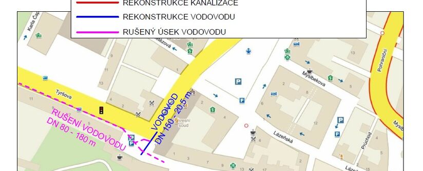 Děčín, Křížová – rekonstrukce vodovodu a kanalizace