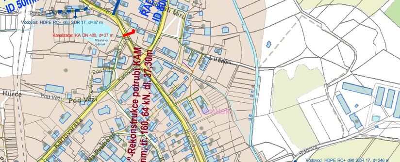 Vroutek, Sadová, Potoční, Nádražní – rekonstrukce kanalizace a vodovodu