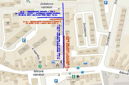 Postoloprty, Smetanova, Jiráskovo náměstí - rekonstrukce kanalizace a vodovodu