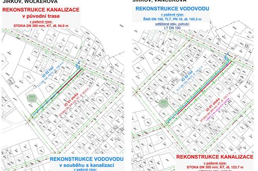 Jirkov, Wolkerova, Vančurova - rekonstrukce kanalizace a vodovodu